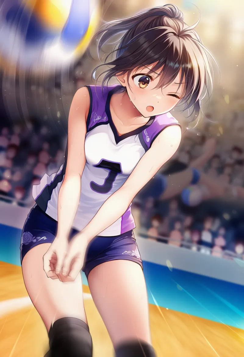 バレーボールのレシーブのプロンプト｜AIイラスト作例