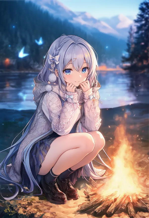 キャンプファイヤーのAIイラスト｜プロンプト紹介