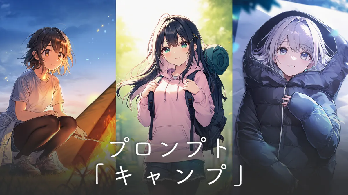 キャンプのプロンプト集（服装・場所・アイテム等）