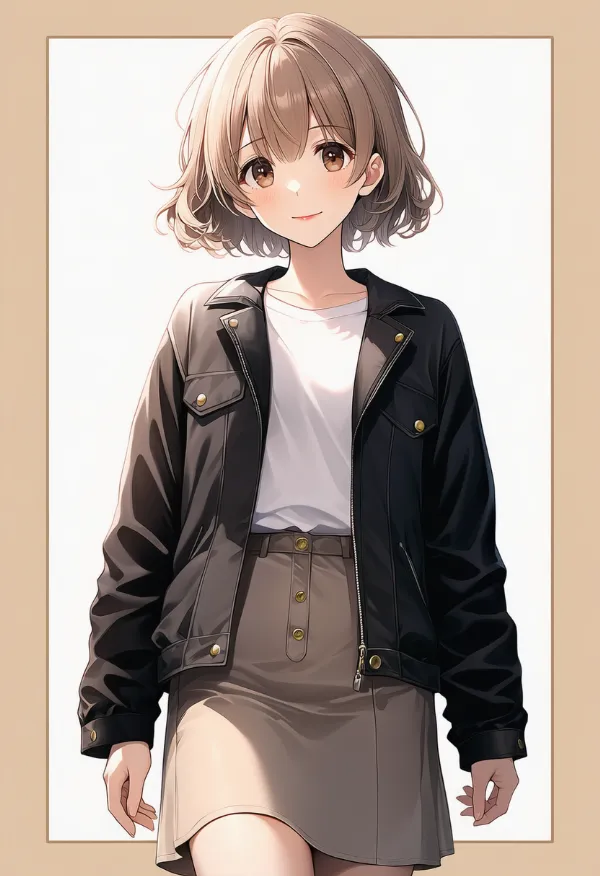 ジャケット+スカート|女子大生ファッションのプロンプト紹介
