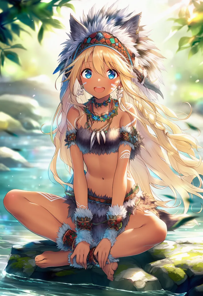 狼の毛皮の服（原始人の服）AIイラスト作例