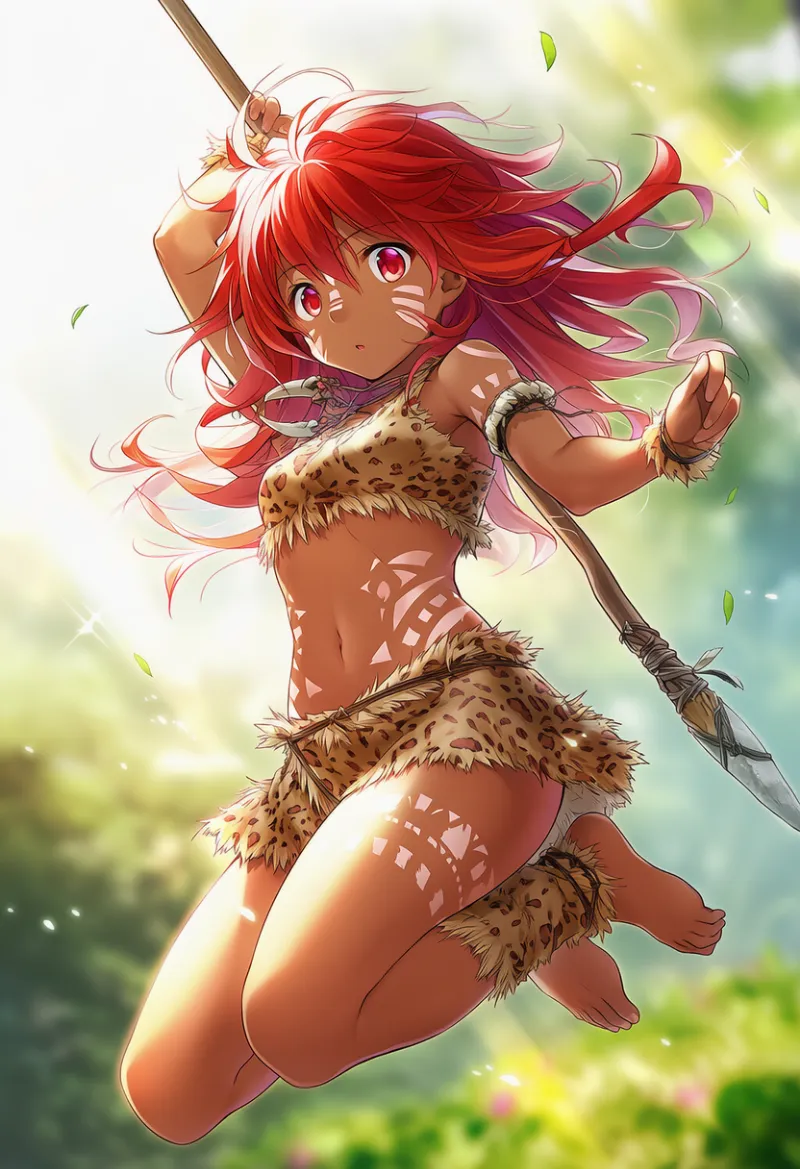 豹の毛皮の服（原始人の服）AIイラスト作例