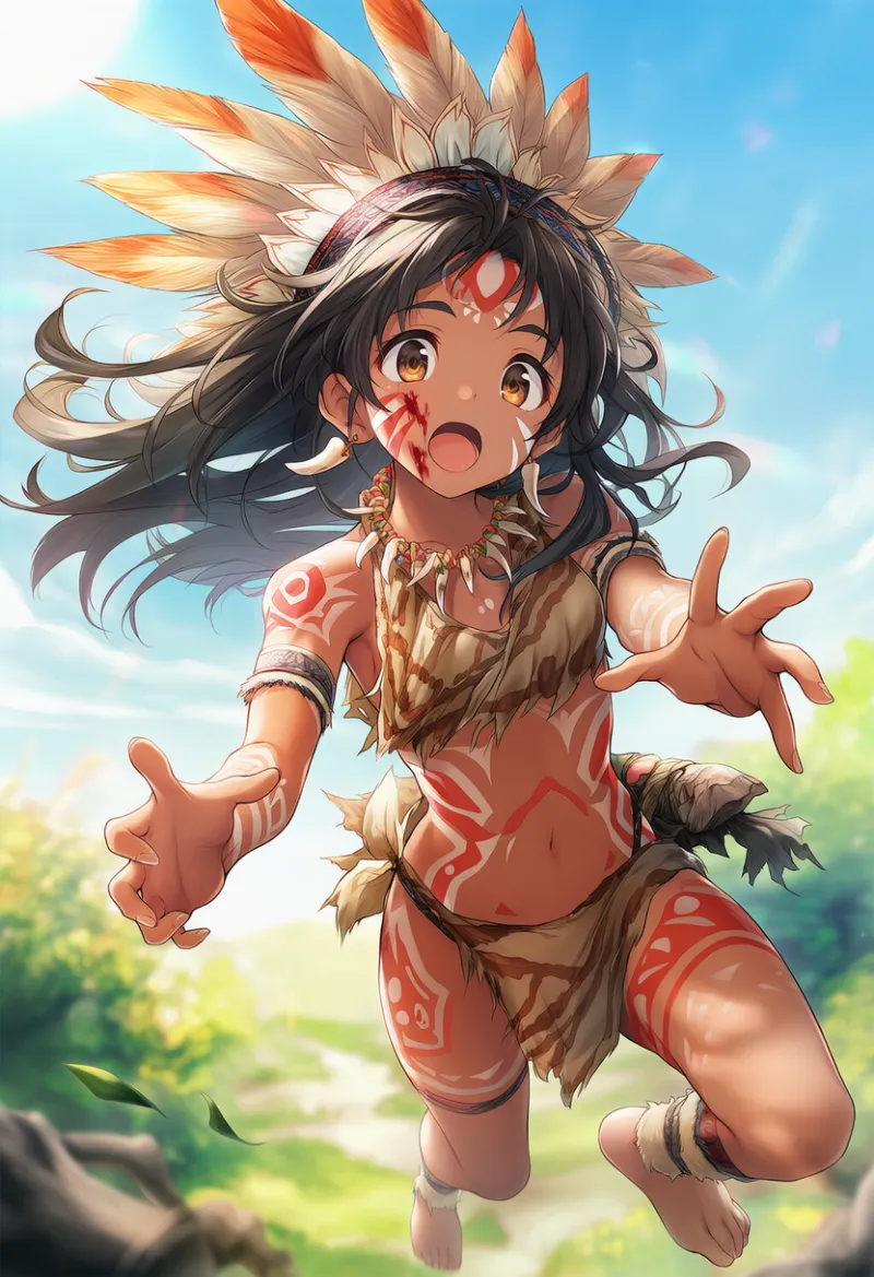 破れた腰布＋大量骨装飾（原始人の服）AIイラスト作例