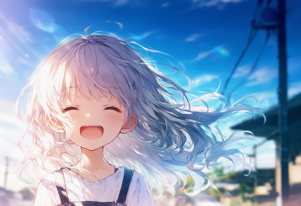 キャラクターを左に配置した構図のAIイラスト作例