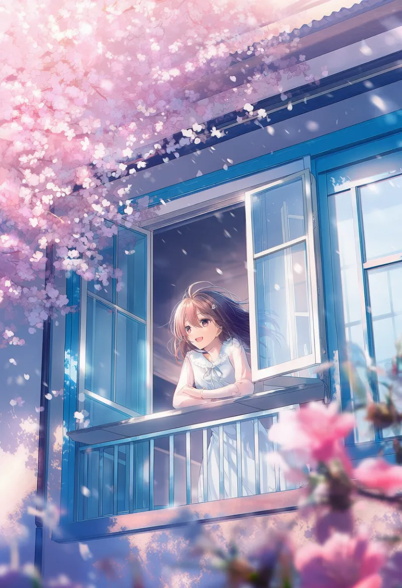 桜と風の表現プロンプト紹介｜AIイラスト-作例2