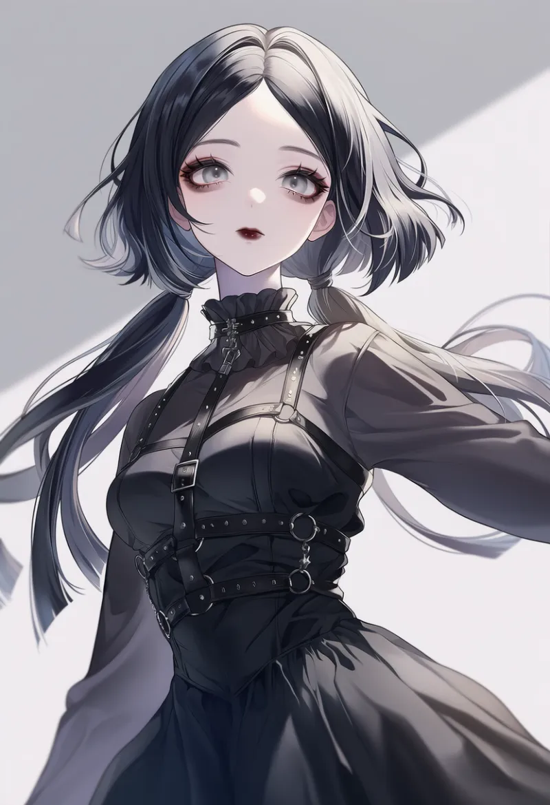 胸のハーネスのAIイラスト(ゴシックファション)|プロンプト紹介