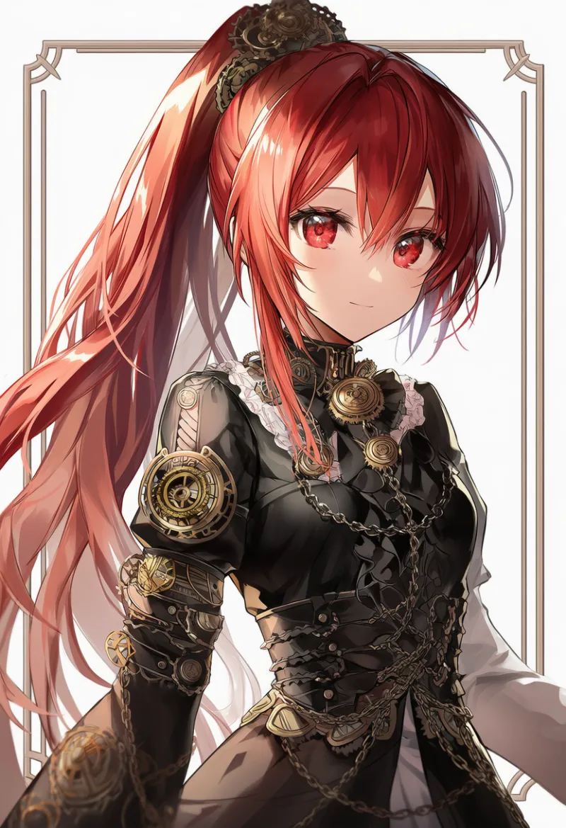 チェーン装飾の服のAIイラスト(スチームパンク)|プロンプト紹介