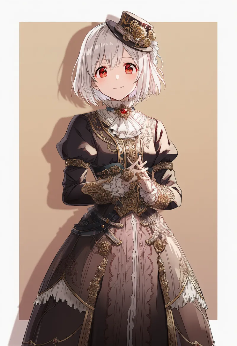 コートドレスのAIイラスト(スチームパンク)|プロンプト紹介