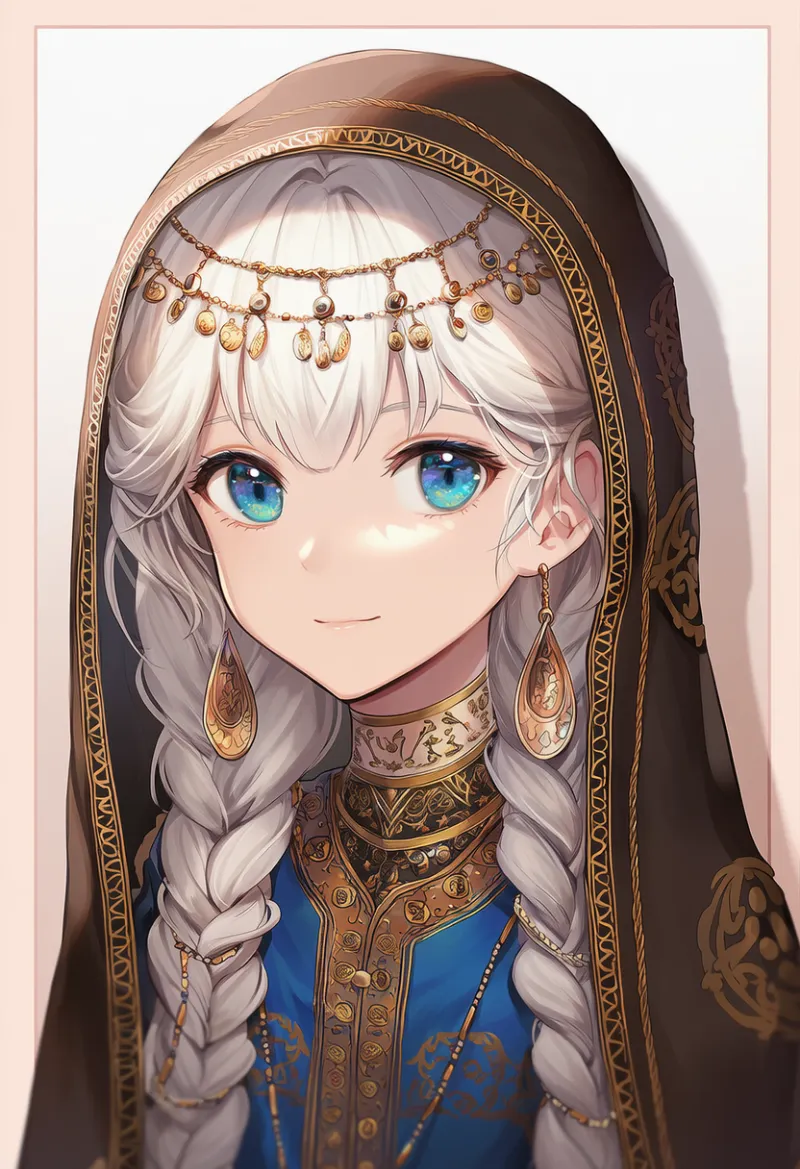 コイン付き顔ベールのAIイラスト（アラビア衣装）｜プロンプト紹介