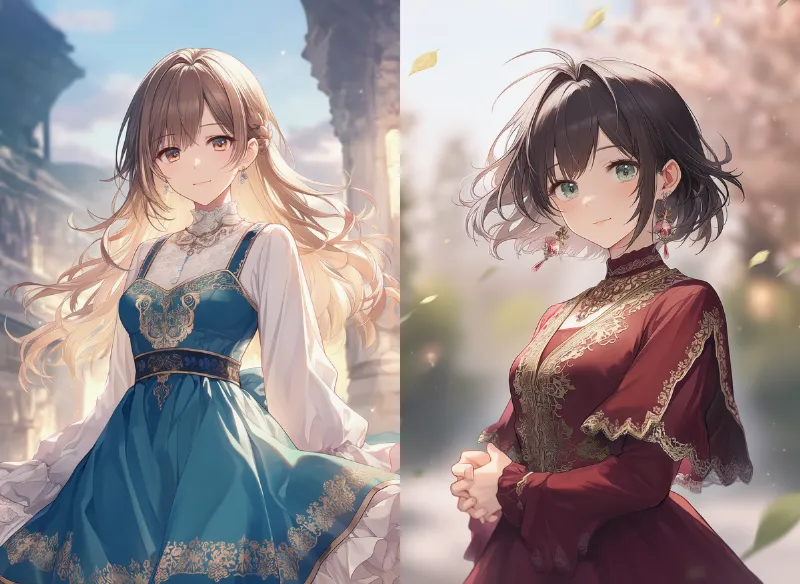 豪華なドレスのAIイラストの作例