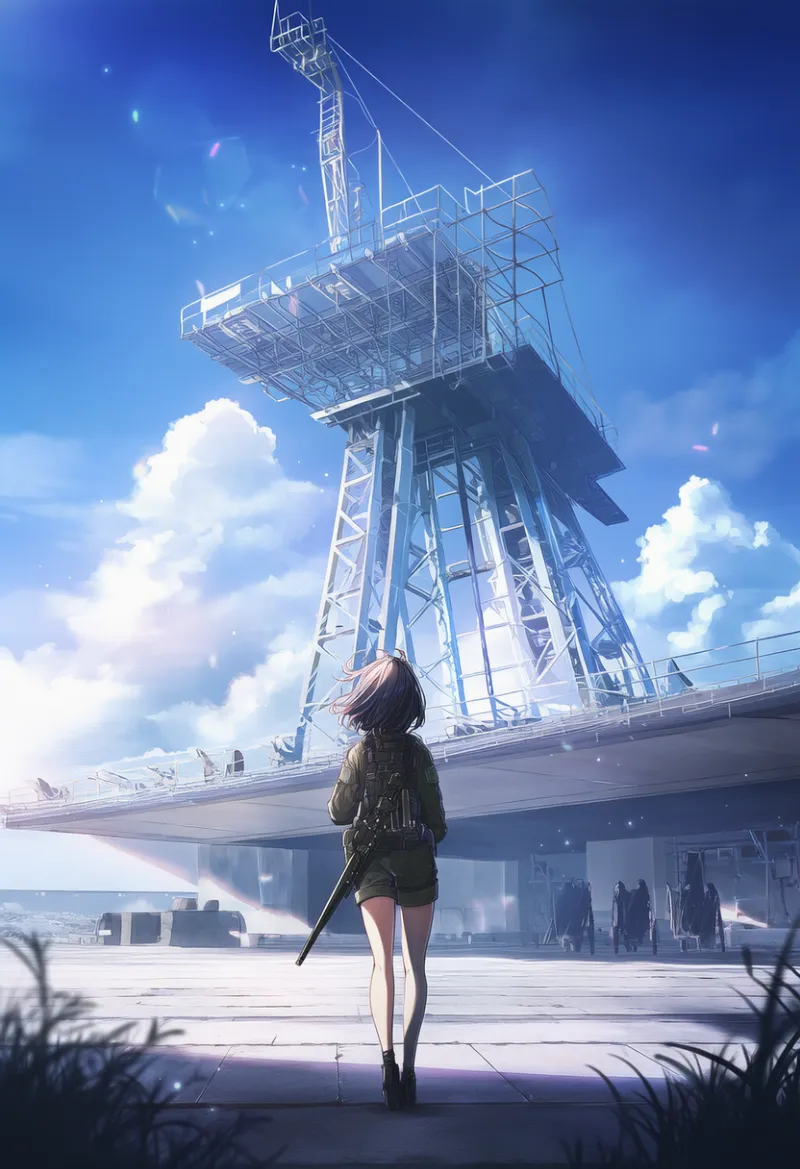 管制塔のプロンプト:control tower, military base|軍事施設のAIイラスト