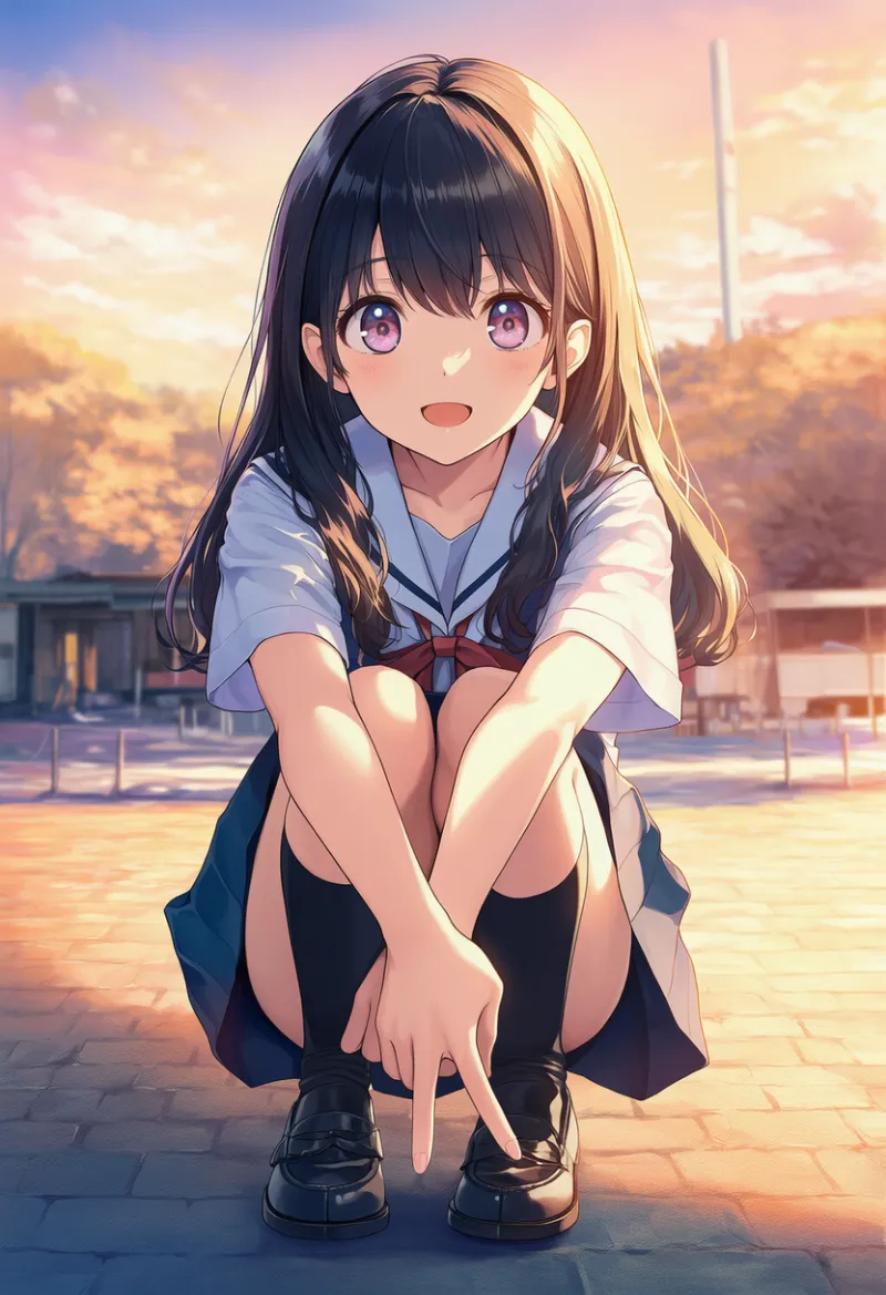 腕の位置で隠れる（見えそうで見えない構図例）｜プロンプト紹介：convenient arm