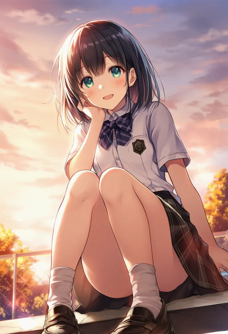 脚の位置で隠れる（見えそうで見えない構図例）｜プロンプト紹介：convenient leg