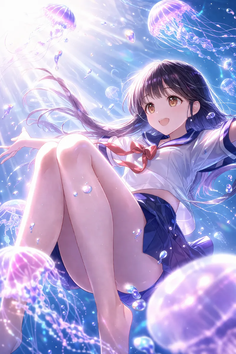 見えそうで見えない構図のAIイラストの作例-2