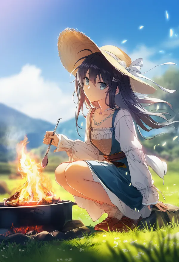 料理で火を使うAIイラスト｜プロンプト紹介