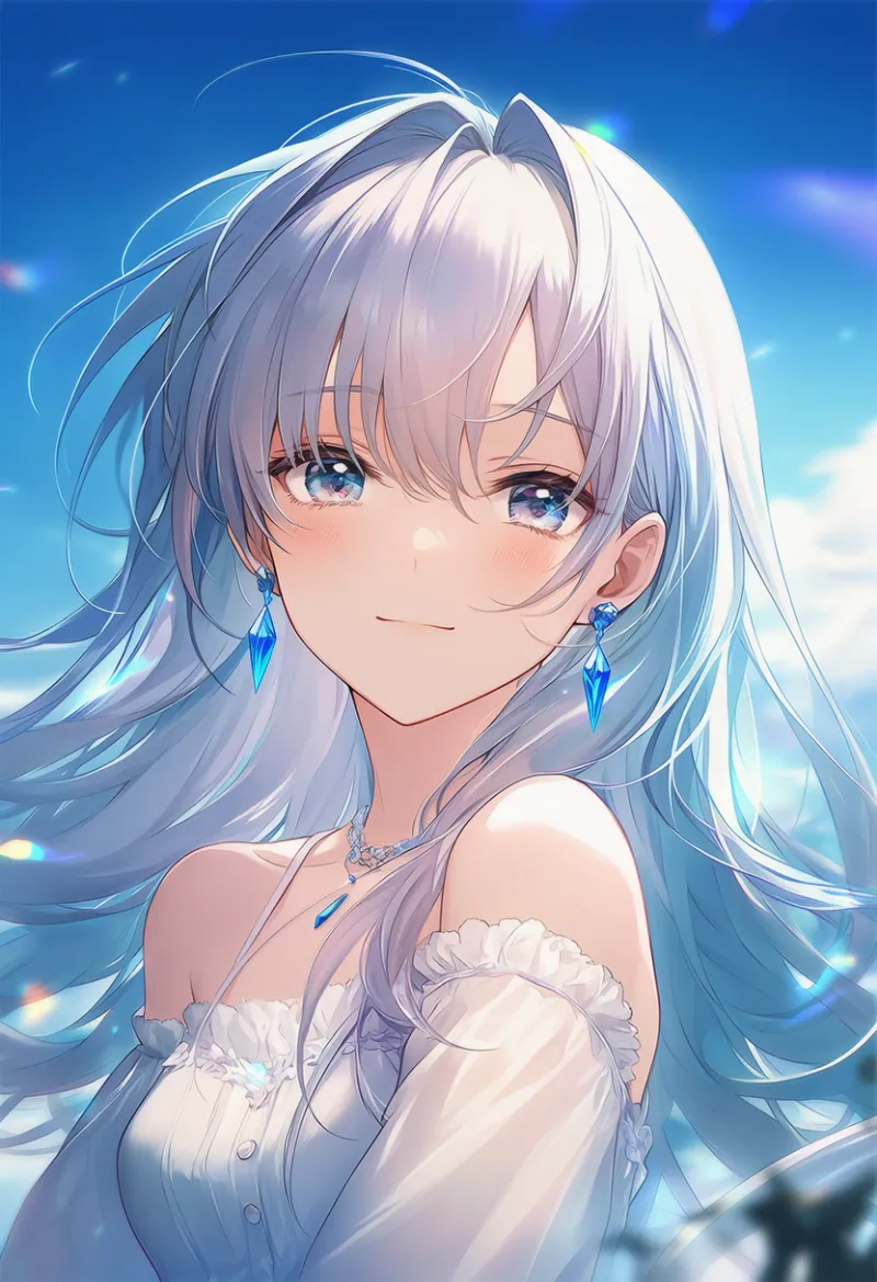 クリスタルイヤリングのAIイラスト（豪華な服用）｜プロンプト紹介