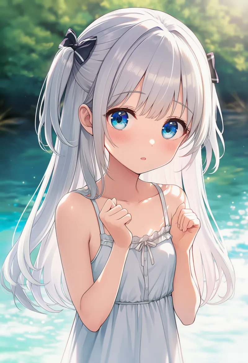 指を曲げる(にぎにぎ)|幼い少女の仕草のプロンプト