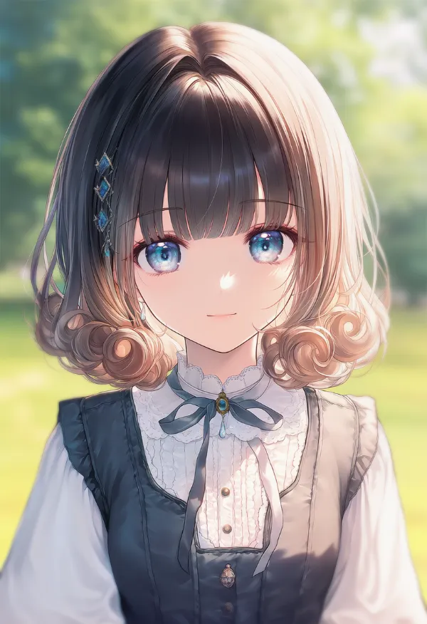 毛先がカール状（お嬢様ヘア）のAIイラスト｜プロンプト紹介