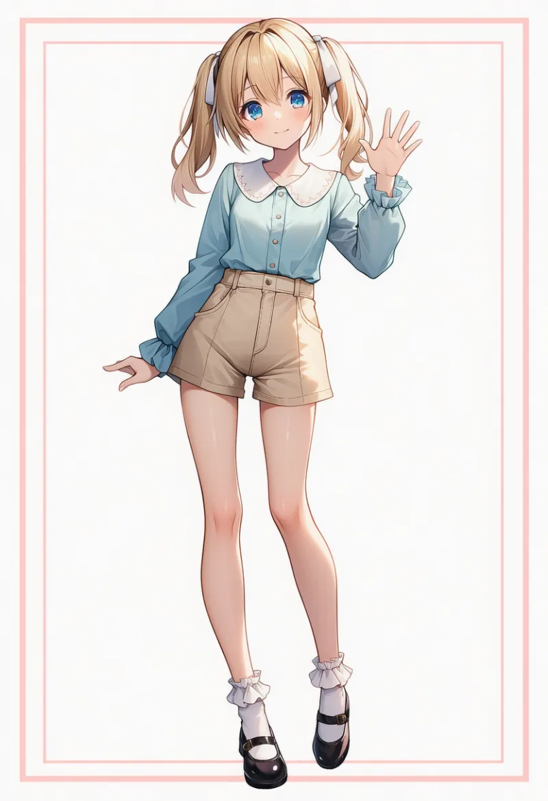 ブラウスとキュロットのデート用コーデのAIイラスト