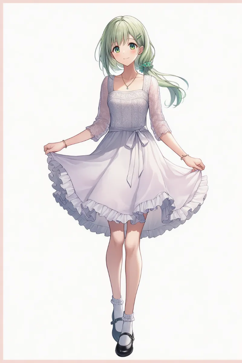 シアー素材の透け感デートコーデ|AIイラストとプロンプト紹介