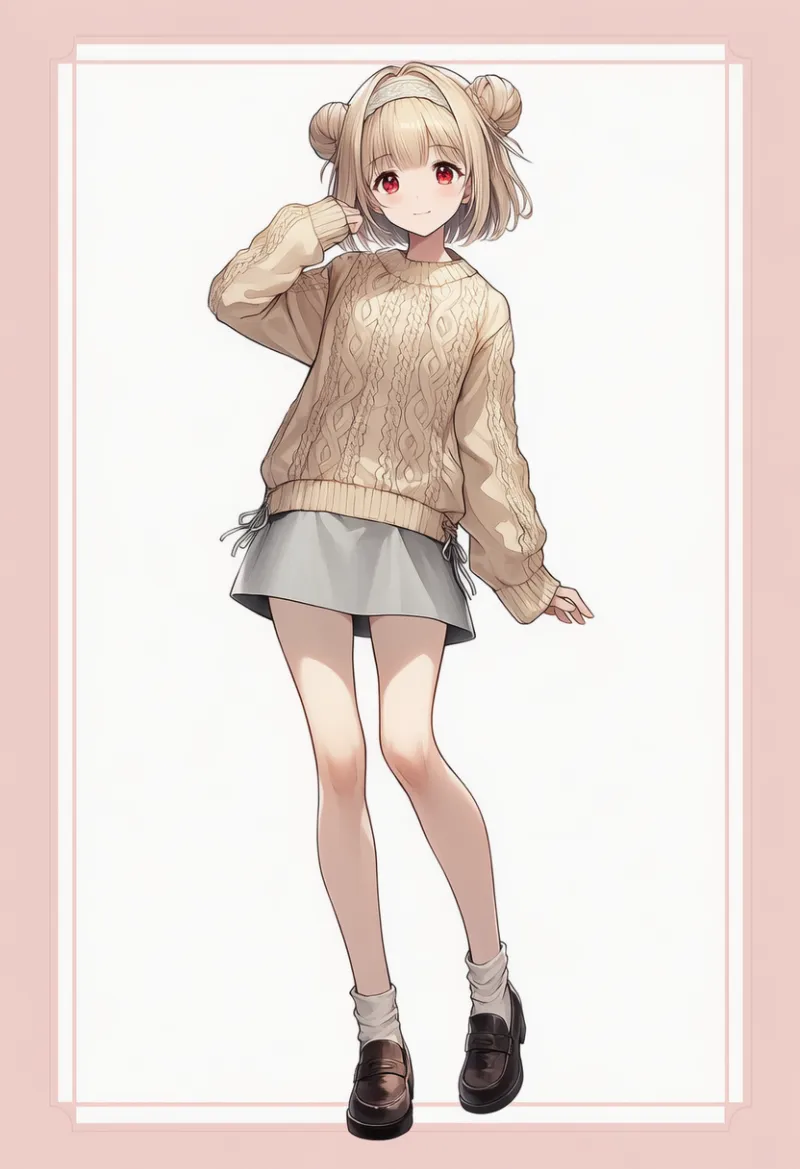 ニットの大人カジュアルデートコーデ|AIイラストとプロンプト紹介