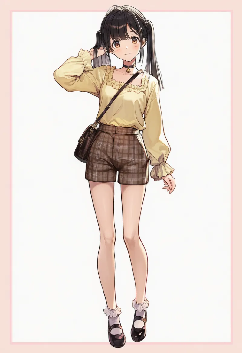 キュロット+フリルブラウスの初デートコーデ|AIイラストとプロンプト紹介