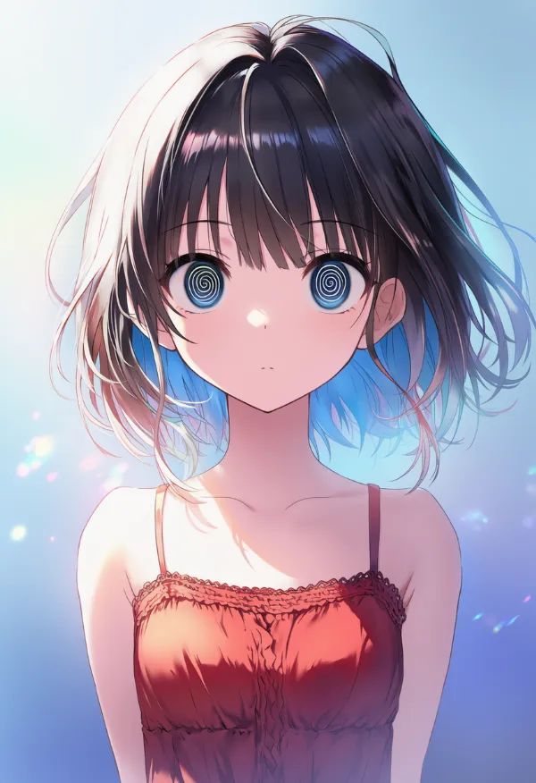 渦巻き目のAIイラスト（催眠シーン）