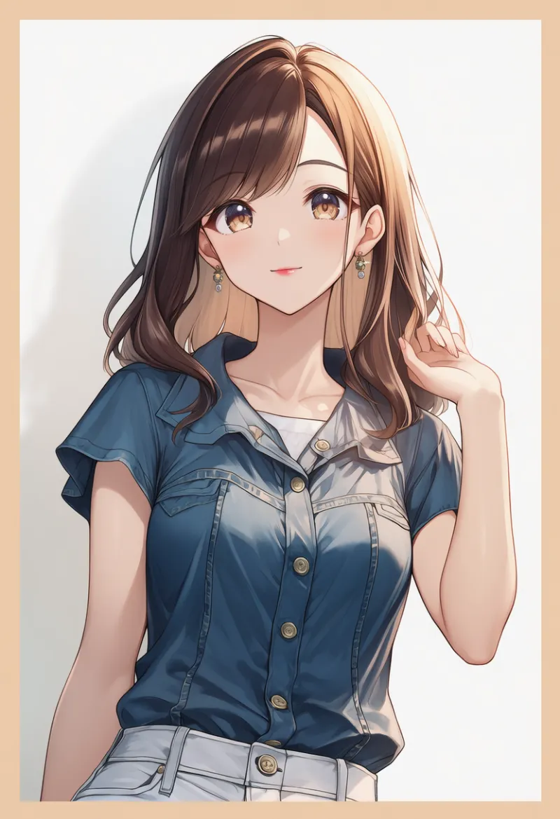 デニムシャツ|女子大生ファッションのプロンプト紹介