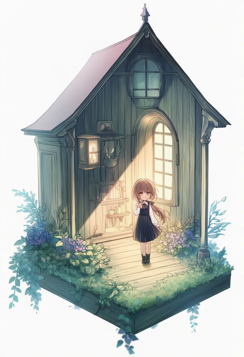 ドールハウスビューのAIイラスト|プロンプト紹介:diorama, dollhouse view