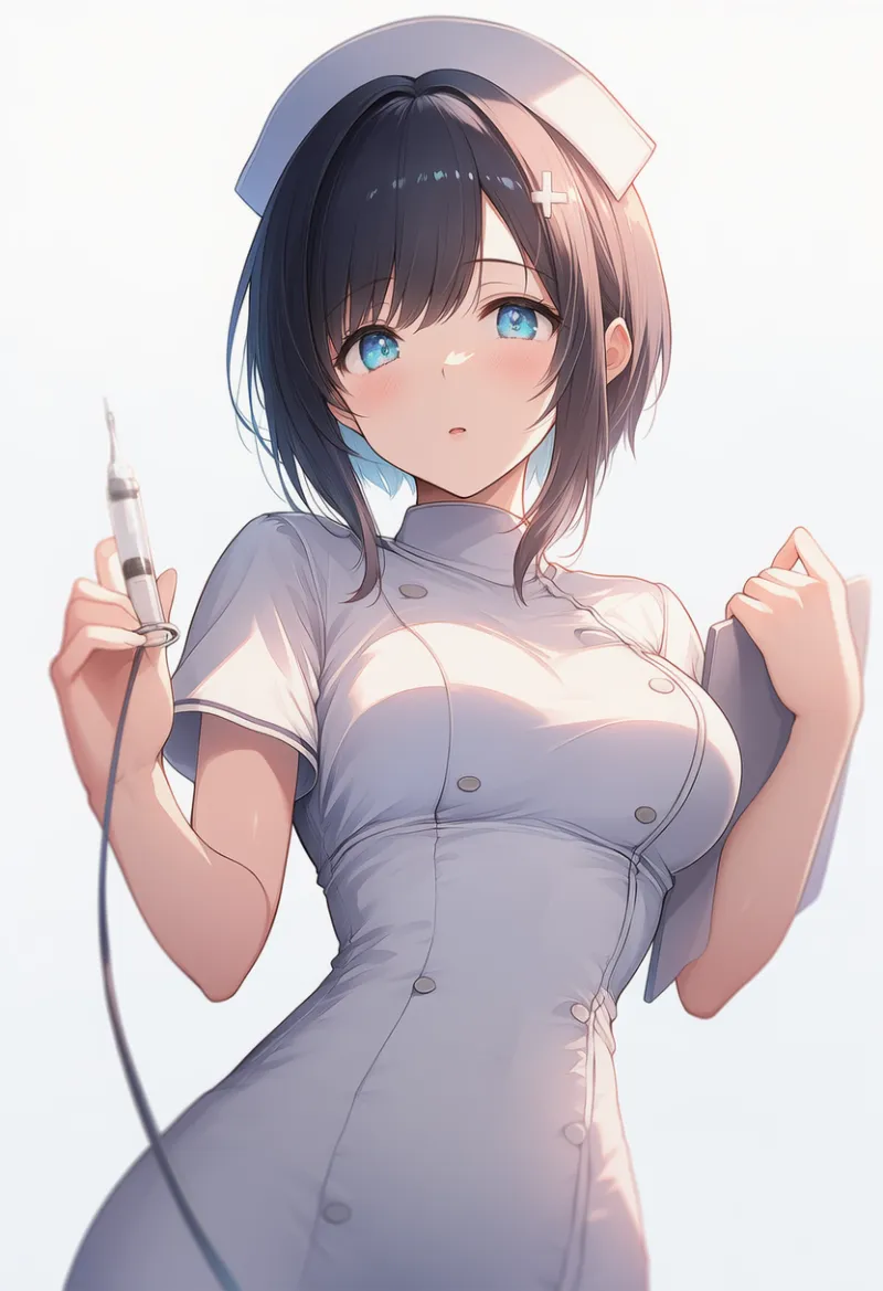 ダブルブレストタイプのナース服のAIイラスト｜プロンプト紹介