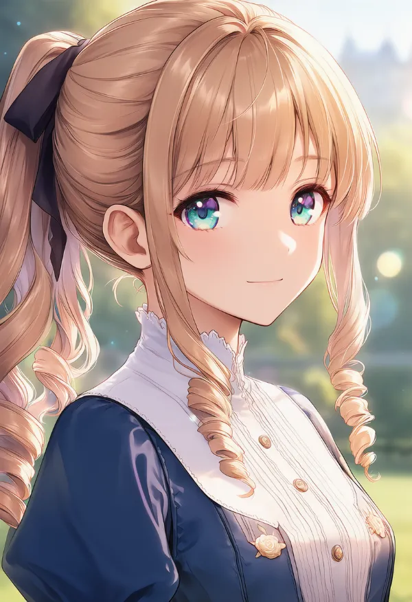 ドリルポニーテール（お嬢様ヘア）のAIイラスト｜プロンプト紹介