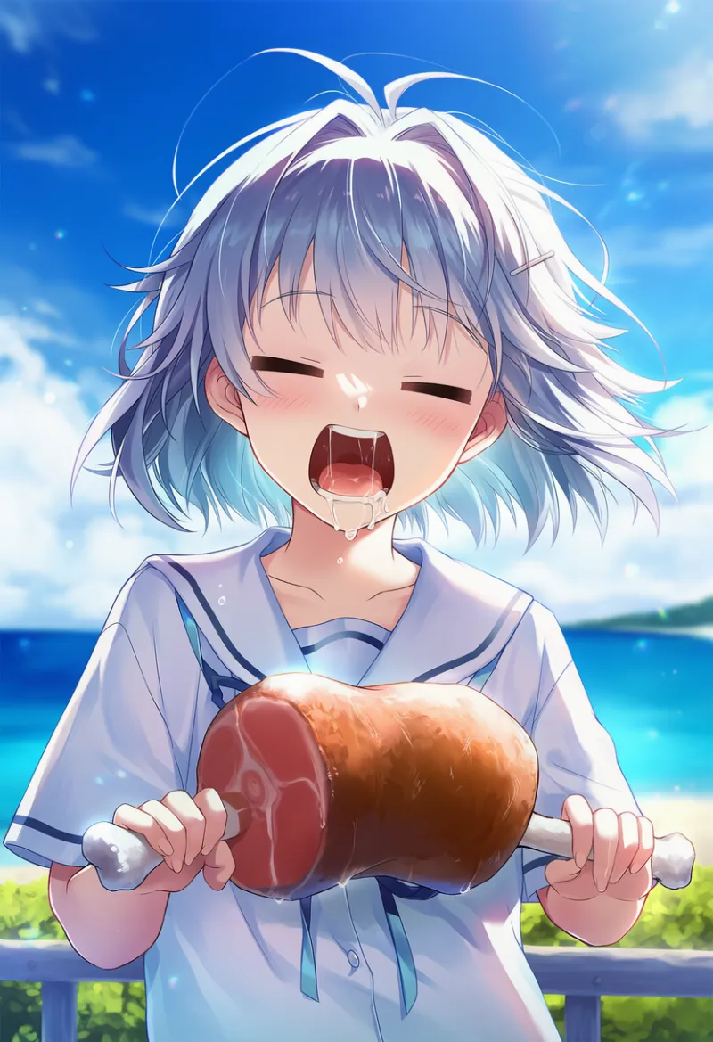 過剰な量の唾液のAIイラスト｜プロンプト紹介：excessive saliva