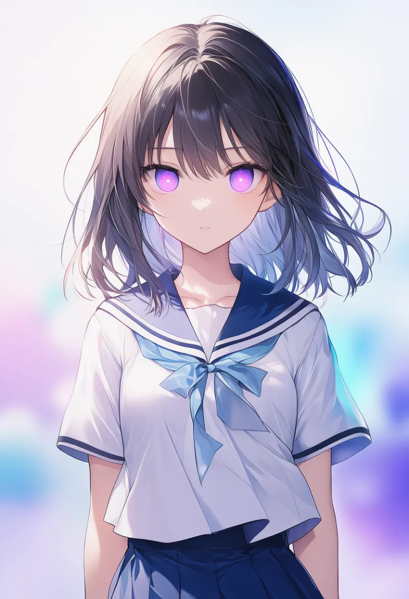 無表情、感情のない目のAIイラスト（催眠シーン）