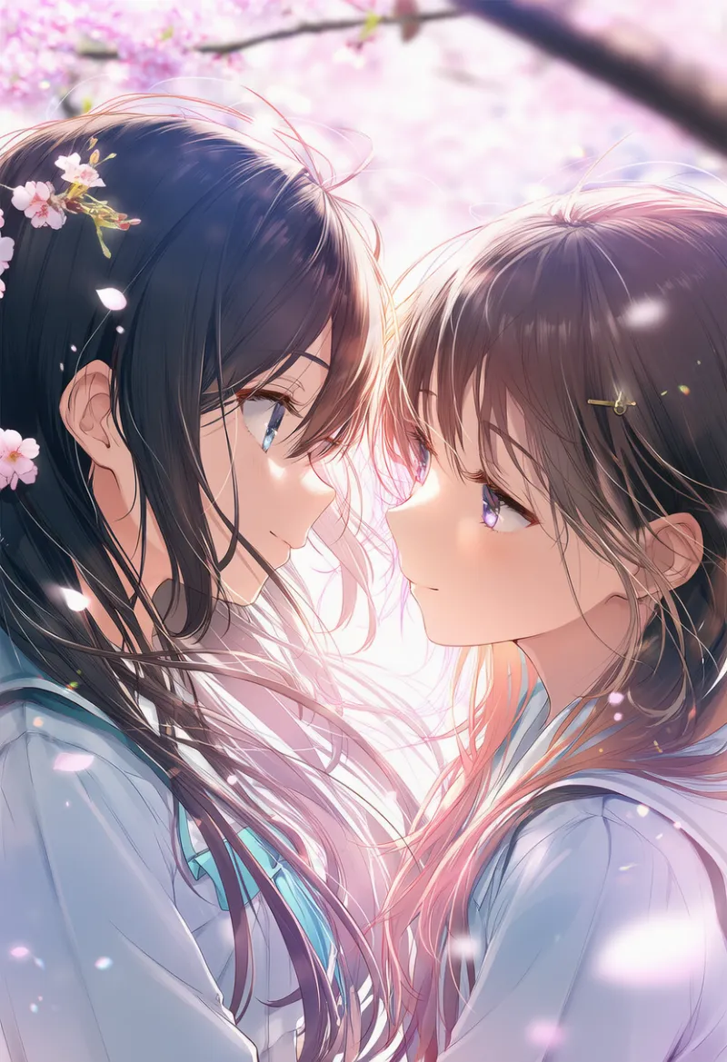 キャラ同士が向かい合うシーンのAIイラスト