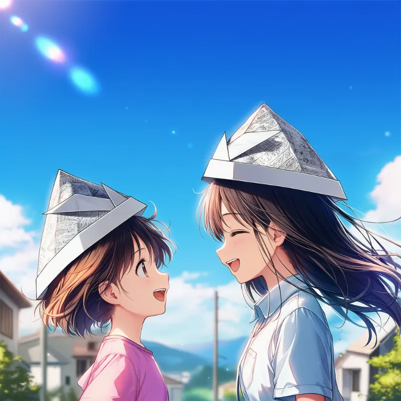 キャラ同士が向かい合っている状態のAIイラスト作例
