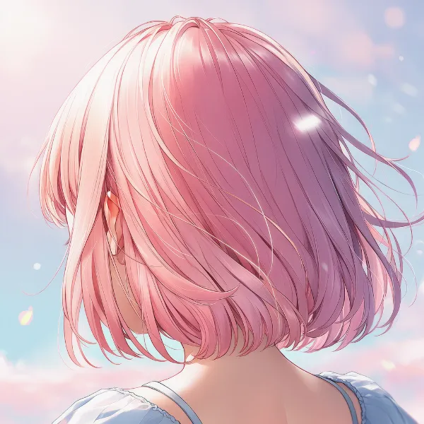 後ろ向きのキャラクターが描写されたAIイラスト