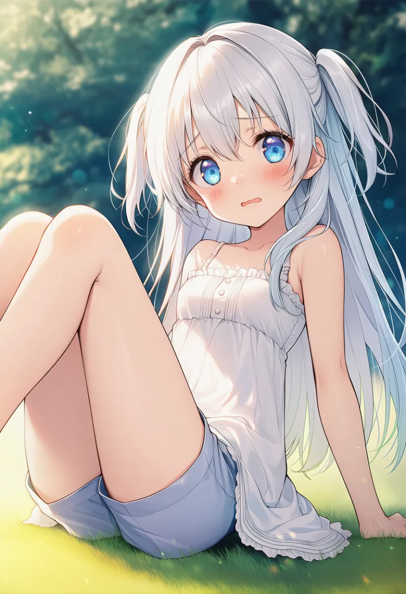 尻餅をつく|幼い少女のポーズ・仕草のプロンプト