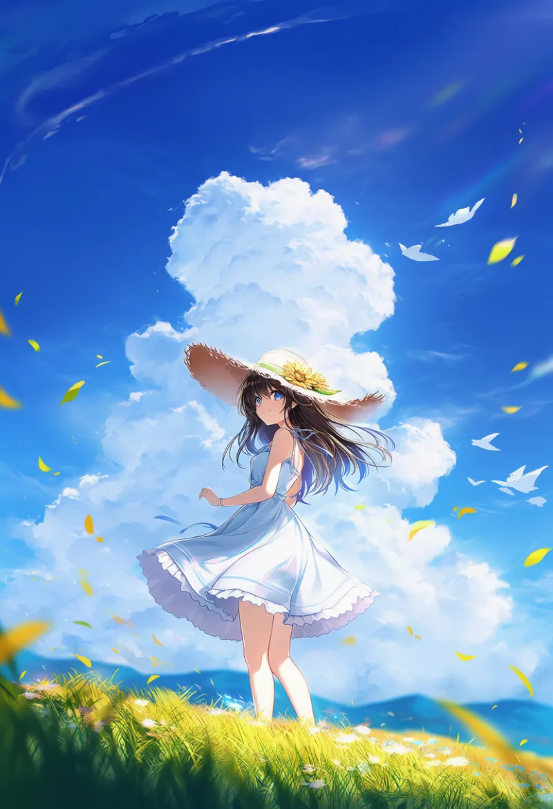 舞い落ちる葉っぱのプロンプト：falling leaves｜AIイラスト