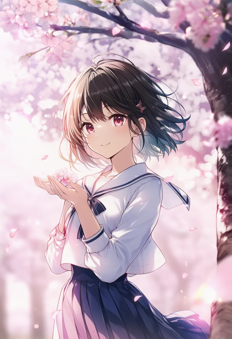 花びらが舞い落ちるプロンプト：falling petals｜AIイラスト