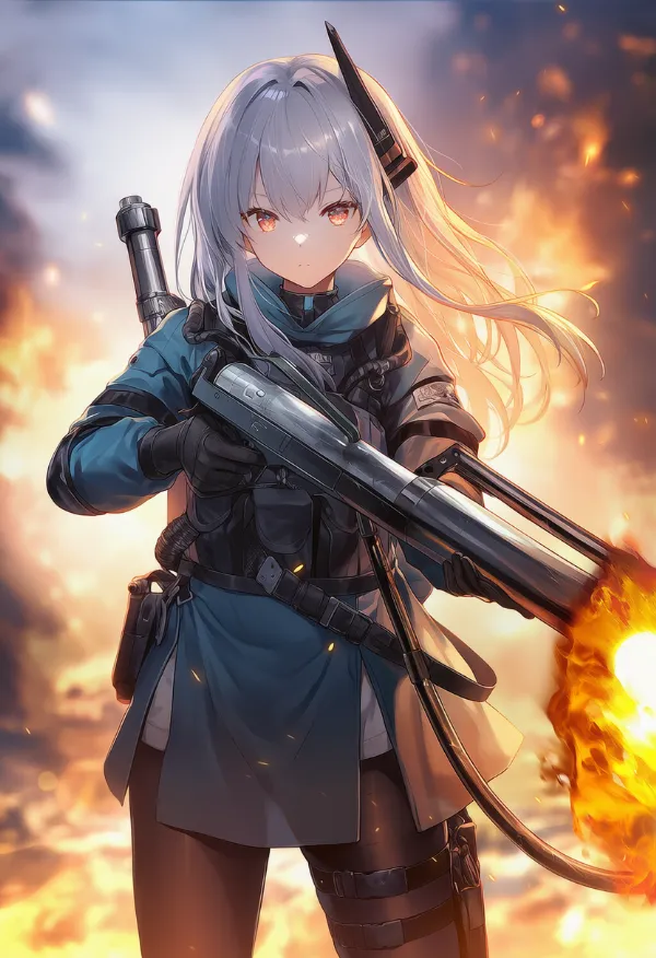 背景が炎のAIイラスト｜プロンプト紹介