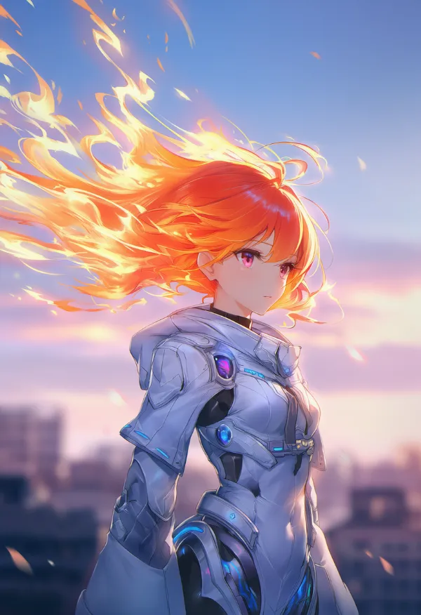 炎の髪のAIイラスト｜プロンプト紹介