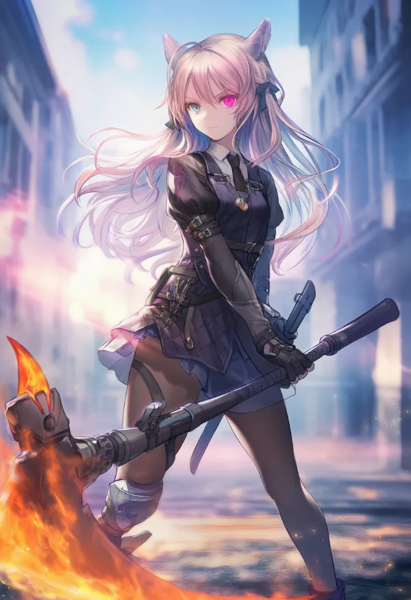 炎の斧のAIイラスト｜プロンプト紹介