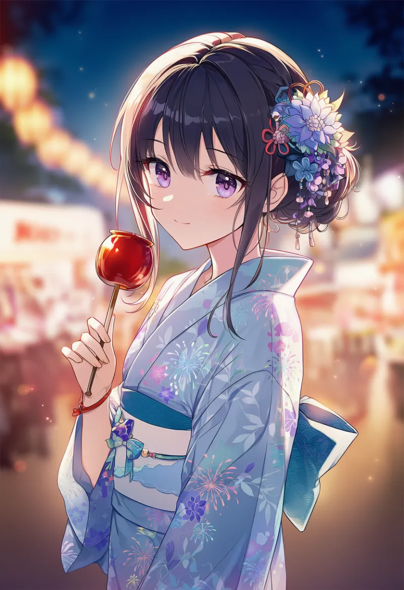 花火柄の服のAIイラスト｜プロンプト紹介