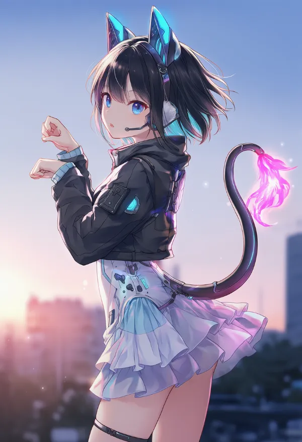 尻尾の先端が炎のAIイラスト｜プロンプト紹介