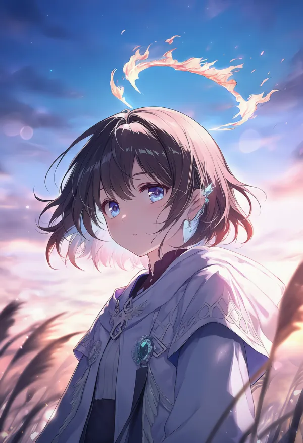 炎の天使の輪のAIイラスト｜プロンプト紹介