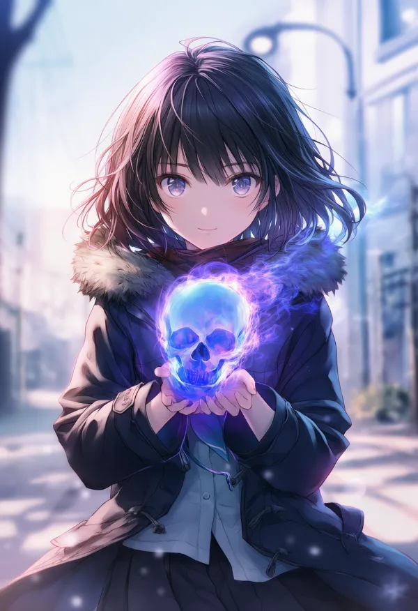 炎の頭蓋骨のAIイラスト｜プロンプト紹介