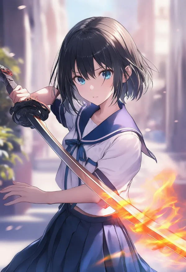 炎の剣のAIイラスト｜プロンプト紹介