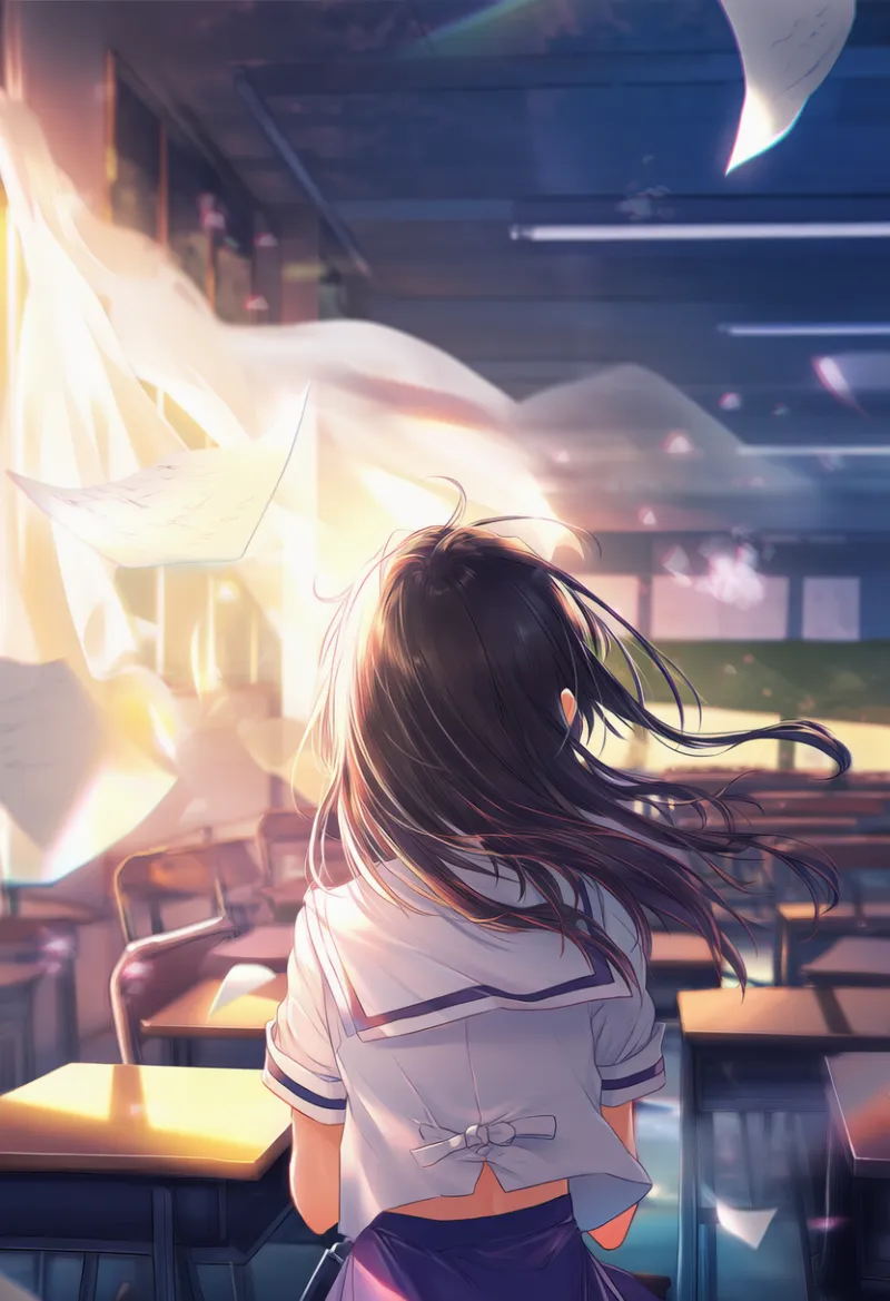 舞い上がるカーテンのプロンプト：floating curtains｜AIイラスト