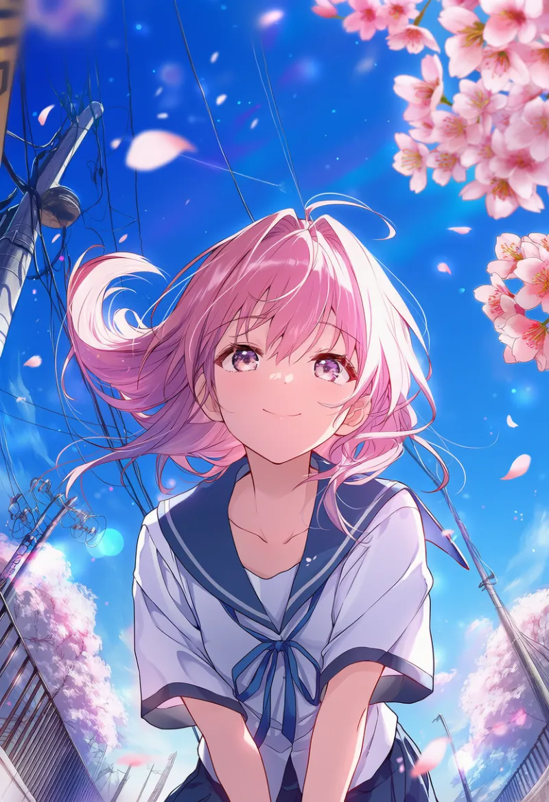 桜と風の表現プロンプト紹介｜AIイラスト-作例1