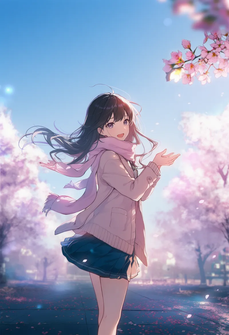 スカーフが風でなびくプロンプト：floating scarf｜AIイラスト